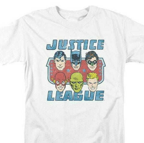 Justice League DC Heroes T-shirt comic book superfriends white cotton DCO745