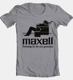 Maxell speakers T-shirt Logo retro 1980's Blown Away Man 100% cotton graphic tee