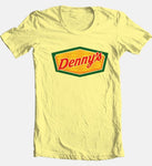 Denny's T shirt Free Shipping 80's retro diner graphic 100% cotton yellow tee