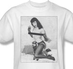 Bettie Page T-shirt men's regular fit white cotton graphic tee PAG656