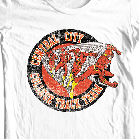 The Flash Central City College Track Team T-shirt DC comics Justice League Super Friends graphic tee for sale online store