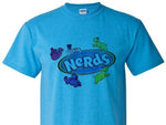 Nerds Distressed T-shirt retro candy vintage style distressed heather blue tee