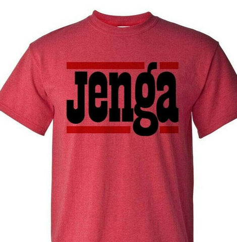 Jenga T-shirt vintage style retro 1980s board game cotton blend heather red tee