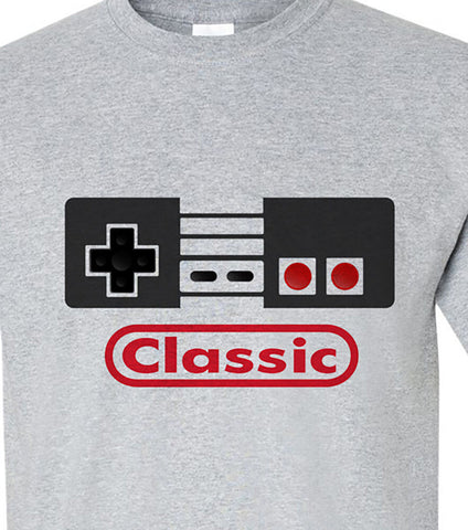 Nintendo Classic controller T-shirt vintage style distressed heather grey tee