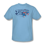 Superman T-shirt Flying Logo blue cotton graphic tee comic superhero 