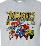 The Avengers T-shirt retro silver age marvel comics Giant-Man Hulk cotton blend