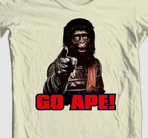 Planet of the Apes T-shirt 1970s GO APE retro original movie 100% cotton tee