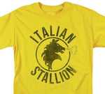 Rocky Italian Stallion T-shirt logo yellow 1980s retro movie cotton tee MGM209