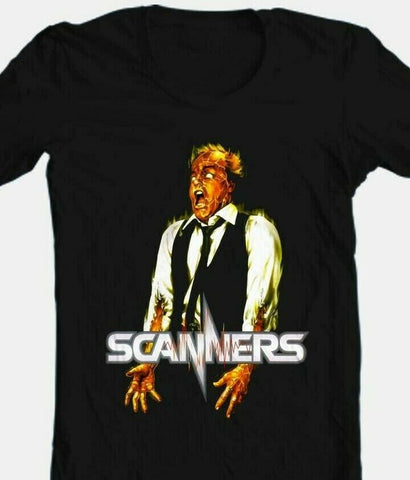 Scanners T-shirt retro horror 80's slasher movie 100% cotton graphic black tee