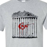 Cujo T-shirt retro 1980s classic horror movie Stephen King gray graphic tee