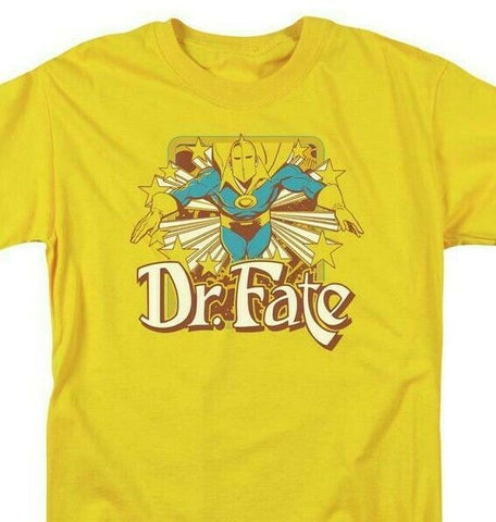 Dr Fate T-shirt retro 80s DC comic book cartoon superhero gold  tee DCO682