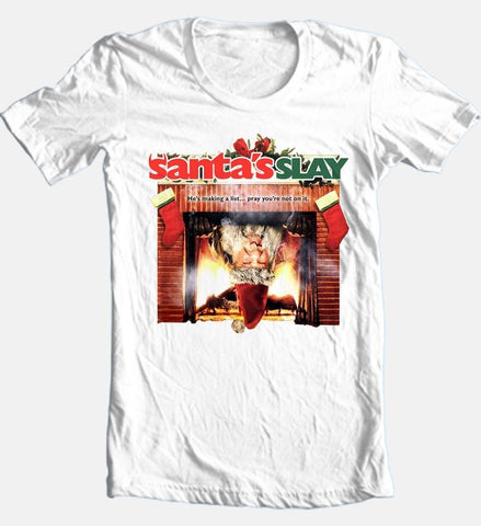 Santa's Slay T-shirt Christmas horror men's adult regular fit white graphic tee