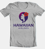 Hawaiian Airlines T-shirt Free Shipping cotton blend graphic Hawaii grey tee