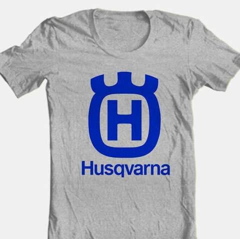 Husqvarna T-shirt Free Shipping cotton blend graphic printed heather grey tee