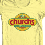 Churchs Fried Chicken T-shirt retro vintage fast food 100% cotton yellow