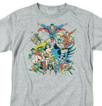 Justice League T-shirt DC comic book super friends hero cartoon grey tee DCO112