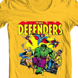 The Defenders t-shirt Hulk Valkyrie Luke Cage retro marvel comics gold graphic tee for sale online store