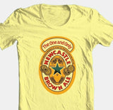 Newcastle Beer T-shirt Free Shipping 100% cotton graphic printed yellow tee