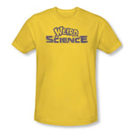 Weird Science T-shirt Distressed Logo classic 80s movie gold cotton tee UNI524