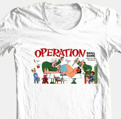Operation T shirt retro board game 80s vintage toys 100% cotton white tee