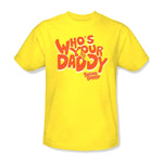 Who's Your Sugar Daddy T-shirt famous brands yellow retro 80's cotton tee TR130