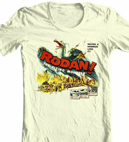 Rodan Flying Monster T-shirt vintage sci fi movie Godzilla film free shipping
