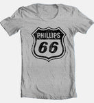 Phillips 66 T-shirt distressed vintage style heather grey tee Free Shipping