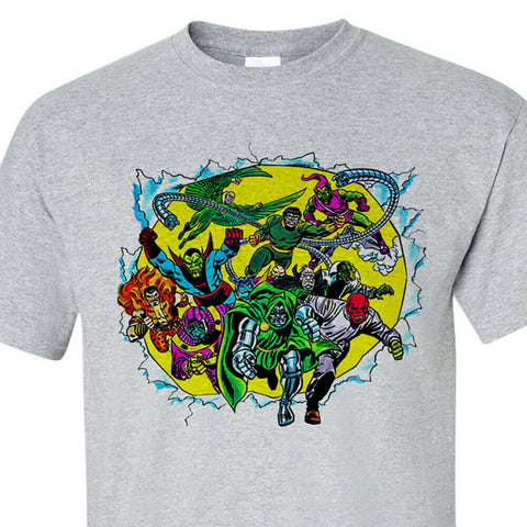 Marvel Comics Villains T-shirt retro Green Goblin Dr Octopus Dr Doom cotton tee