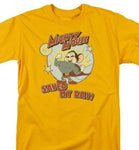 Mighty Mouse Saved My Day T-shirt adult fit cotton graphic gold tee CBS877